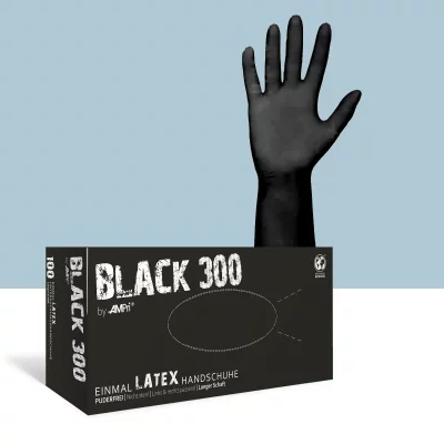 Ampri - Latex Einmalhandschuhe Black Unsteril (100...